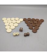 Vintage Backgammon Pieces Chips, And Dice Brown And White - $29.01 CAD