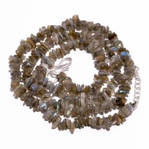 Natural Labradorite Gemstone Uncut Smooth Beads Necklace 5-9 mm 18-19&quot; UB-7623 - £8.50 GBP