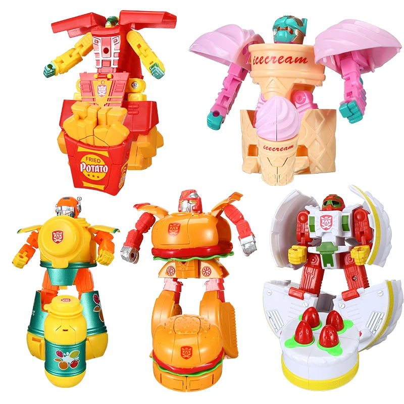 1 PC Action Figure Hamburger Transformation Robot Toys Deformation Plastic Food - £19.64 GBP