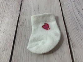 American Girl Doll Hospital replacement *left sock only* white pink red heart - £3.09 GBP