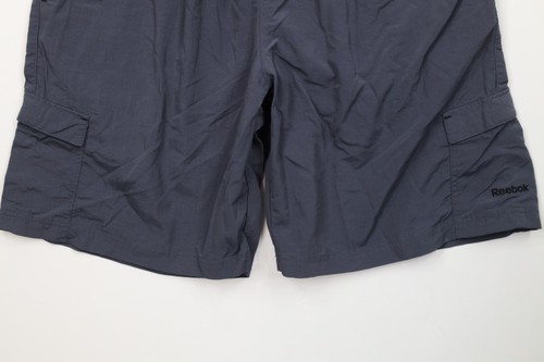 Vintage Reebok Mens Medium Faded Spell Out Above Knee Cargo Shorts Gray Nylon Item image 4
