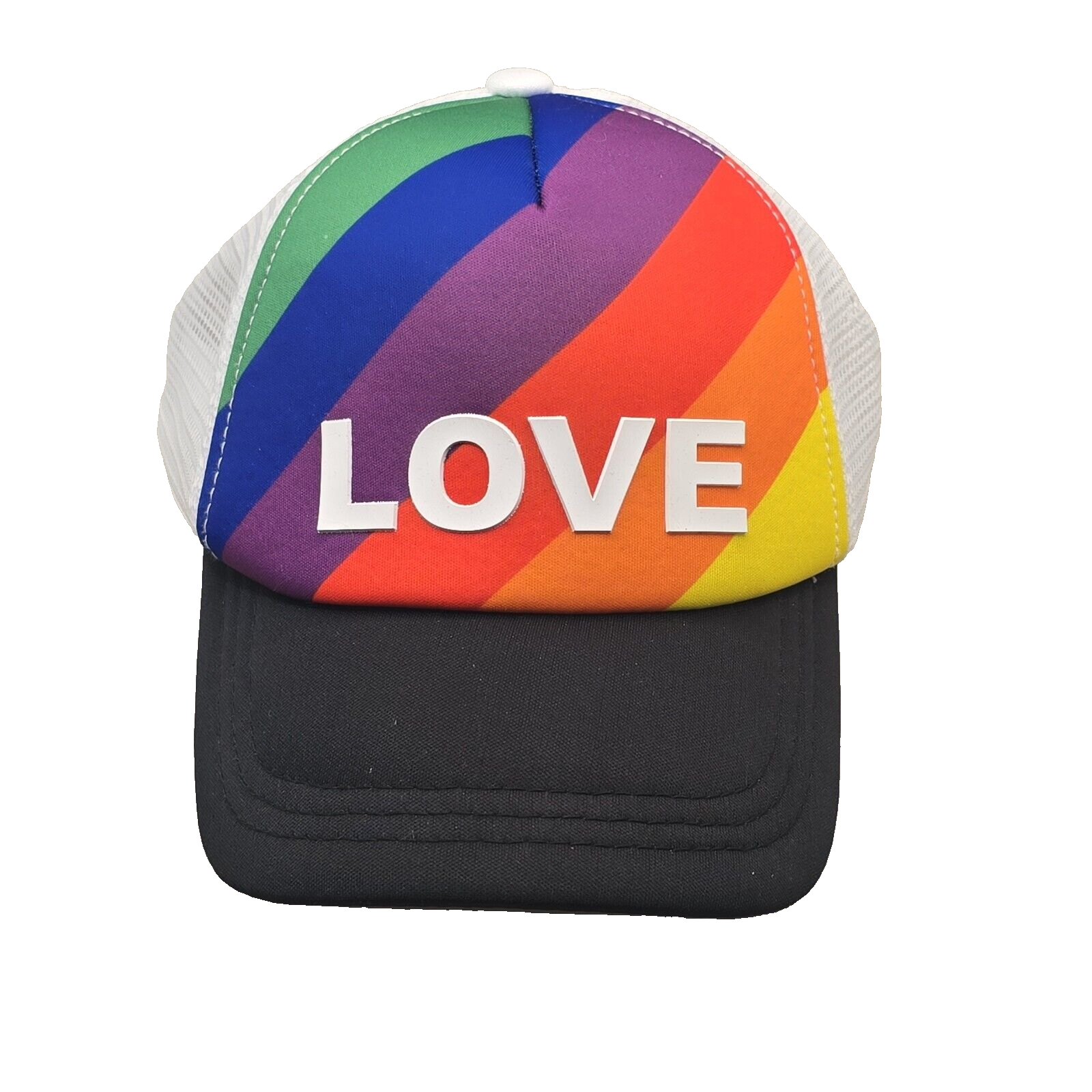 Love Pride Claire&#39;s Snapback Mesh Hat Cap Black Rainbow LGBTQ - $11.10