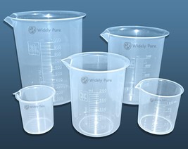 Transparent Plastic Measuring Beaker Set Combo 1000,500,250,100,50ml for... - £23.32 GBP