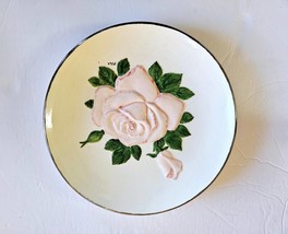 Vintage Milz Hand made Hand Painted Ceramic Plate Pink Rose With Gold Tr... - $336.30 MXN
