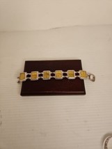 Vintage Premier Designs Reversable Panel Bracelet  Lucite Marbled Link  8&quot; - £16.21 GBP