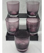 PIER 1 IMPORTS 3.75&quot; Rocks Glass Amethyst Purple Ribbed Swirl - UNUSED S... - $43.42 CAD