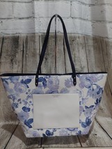 Victoria’s Secret Tote Bag Light Purple Blue &amp; White Floral Print - EUC - £13.21 GBP