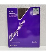 2 Pair Sears Thigh Thi-Top Stockings Cling Alon Off Black Classic Size V... - $15.05 CAD