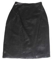 VTG Renaissance Soft Black Leather Zipper Back No-Waistband Lined Skirt Wm&#39;s 8 - £37.55 GBP