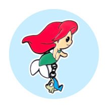 Little Mermaid Disney Fantasy Pin: Chibi Ariel with Flounder - $19.90