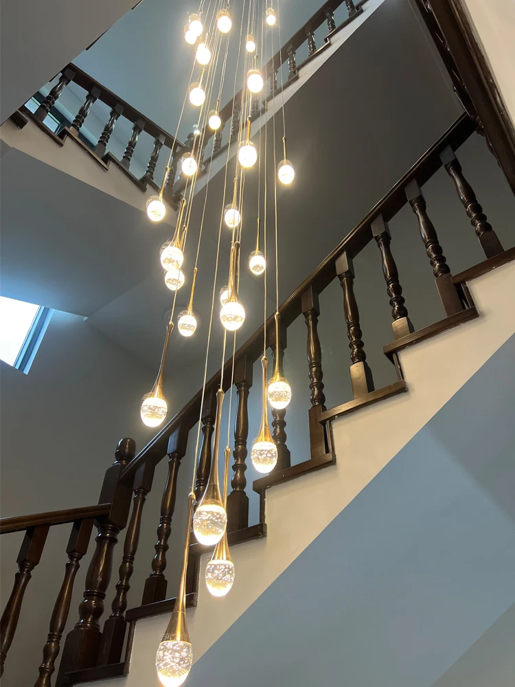 Crystal Chandelier Modern Villa Living Room Chandelier Hanging Lamp LED Crystal - £55.97 GBP+