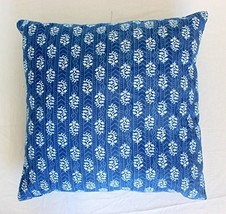 Traditional Jaipur Indigo Cushion Cover 16x16, Decorative Throw, Block P... - £10.11 GBP