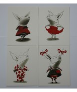 4 Olivia Gets Dressed Pig Unique &amp; Rare Postcards Cards 2005 Folded Card... - $24.99