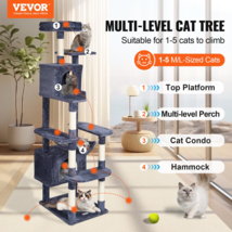 Cat Tree 72&quot; Cat Tower with 2 Cat Condos &amp; Sisal Scratching Post - Dark Grey - £88.19 GBP