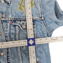 Womens Levi's Denim Trucker Jacket Embroidered Palm Trees Distressed Small image 10