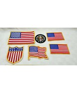 Lot of SIX USA FLAG EMBROIDERED PATCHES Stars &amp; Stripes PATRIOTIC 7&quot; to ... - £10.26 GBP