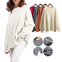 Women&#39;s Crew Neck Pullover Sweater Oversized Casual Loose Knitted Warm T... - £26.39 GBP