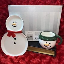 Vintage New Department 56 Snow Man Snack Set 4oz Cup Cookies And Milk For Santa - £16.39 GBP