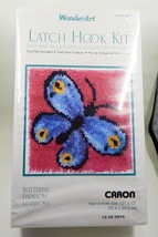 Butterfly Latch Hook Kit #4677 Caron International WonderArt 12&quot;x12&quot; Sealed Blue - £12.59 GBP