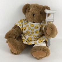 Vermont Teddy Bear Get Well Soon Broken Leg 15&quot; Plush Stuffed Toy Crutch Jointed - £31.61 GBP