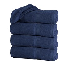 Large Navy Blue Bath Towels Pack Set 4 Cotton 27&quot;x55&quot; 500 GSM Highly Abs... - £60.56 GBP