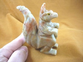 (Y-SQU-402) tan red Sqiurrel carving stone gemstone SOAPSTONE PERU squir... - $21.03