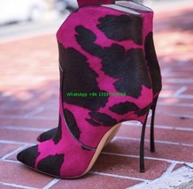 Ladies Printed Spotted Boots Sexy Pointed Toe Stiletto Everyday Spring &amp; Fall Hi - £188.31 GBP