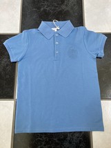 NWT 100% AUTH Gucci Boy Short Sleeve Blue Strech Polo Shirt Shield Logo  - £124.45 GBP