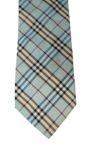 Burberry London Tie Blue Nova Check Plaid Italy 100% Silk Necktie - $58.79