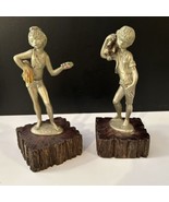 Pewter Figurines Peltro Cesellato Mano made Italy Inverno boy &amp; Estate G... - €21,58 EUR