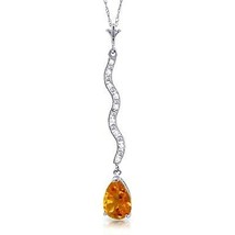 1.79 Carat 14K White Gold Hastening Towards Citrine Diamond Necklace 14&quot;-24&quot;  - £329.44 GBP