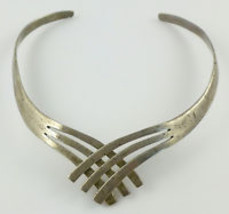 TAXCO MEXICO Modernist Criss Cross Sterling Silver Vintage Collar NECKLACE - $175.00