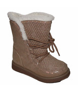 Lands End Girl&#39;s Size US 9, Fleece Lined Cozy Boots, Dark Fawn Shimmer - £27.46 GBP