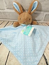 Celebrate Walmart Blue polka dot tan bunny rattle Security Blanket lovey Easter - £11.89 GBP