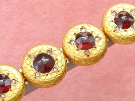 ANTIQUE ART NOUVEAU 2.8ctw GARNET 18K SNAKE SCALE DOUBLE CUFFLINKS c1900... - $1,355.31