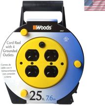 Extension Cord Reel with 4-Outlets 16/3 SJTW and 12A Circuit Breaker, 25... - $34.19