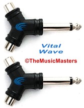 (2) 1/4&quot; Male Mono Plug to Dual RCA Jacks (F) Audio Cable Cord Adapters ... - £6.74 GBP