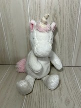 Carter&#39;s 2015 plush white pink unicorn closed eyes stuffed animal soft b... - $7.91