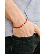 Silver anchor men&#39;s bracelet, red bracelet, beach skipper jewelry for men - £7.96 GBP+