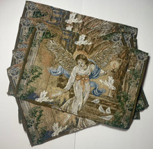 Set 6 Tapestry Place Mats Angel with Candle &amp; Doves Design 19 x 12.5&quot; Christmas - £14.93 GBP