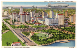 Downtown Miami from the air overlooking part of Bayfront Park Florida Postcard - £5.21 GBP