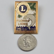 Florida Lions Club Dolphin 1976 Bicentennial Year Gold Tone Pin - $12.88