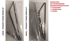 Stainless Steel Eco-Friendly Washable Reusable Drinking Straws Set (10-B... - $10.97