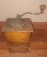 Antique Coffee Grinder Wooden Dovetail Iron Hand Crank  - £59.26 GBP