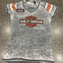 T-Shirt Harley-Davidson Burnout Top Woman&#39;s Size Medium with Rhinestones - £19.73 GBP