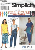 Women&#39;s TOP, PANTS &amp; SKIRT 1999 Simplicity Pattern 8648 Full Figure Size... - $12.00
