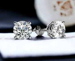 2Ct Round 5mm Lab-Created Diamond Screw Back Stud Earrings 14K White Gold Plated - £59.78 GBP
