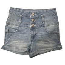 Tinseltown Light Blue Denim Jean Cuffed  Shorts Juniors Size 1 Stretch B... - £4.39 GBP