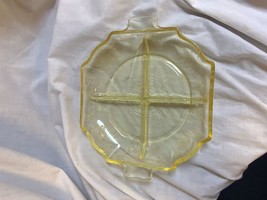 Yellow Depression Glass Lorain “Basket” Design Octagonal Divided Relish ... - $23.70