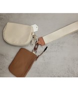 Dual Pouch Wallets Wristlet Keychain Brown Cream - $23.76